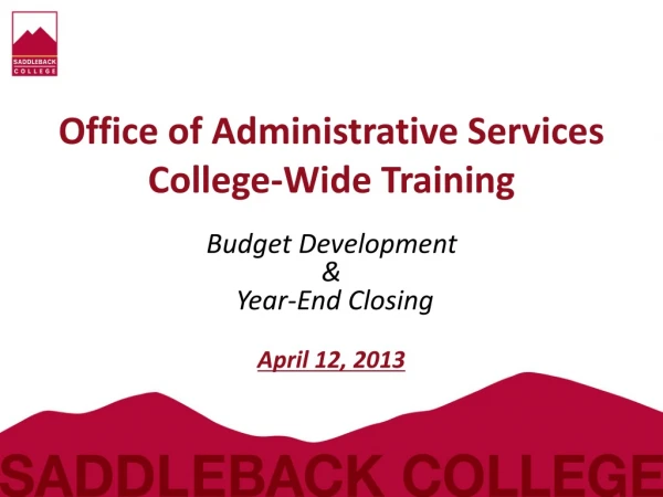 Office of Administrative Services College-Wide Training