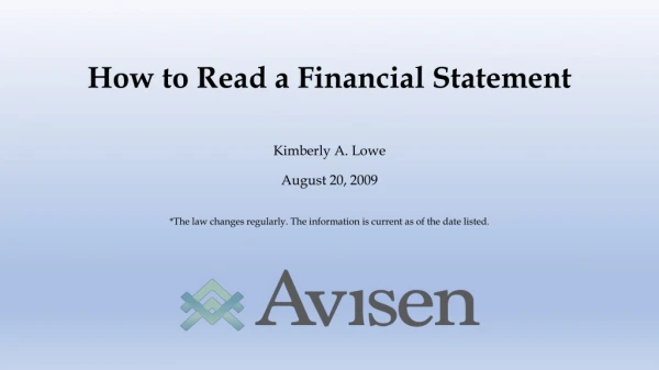 How to Read a Financial Statement
