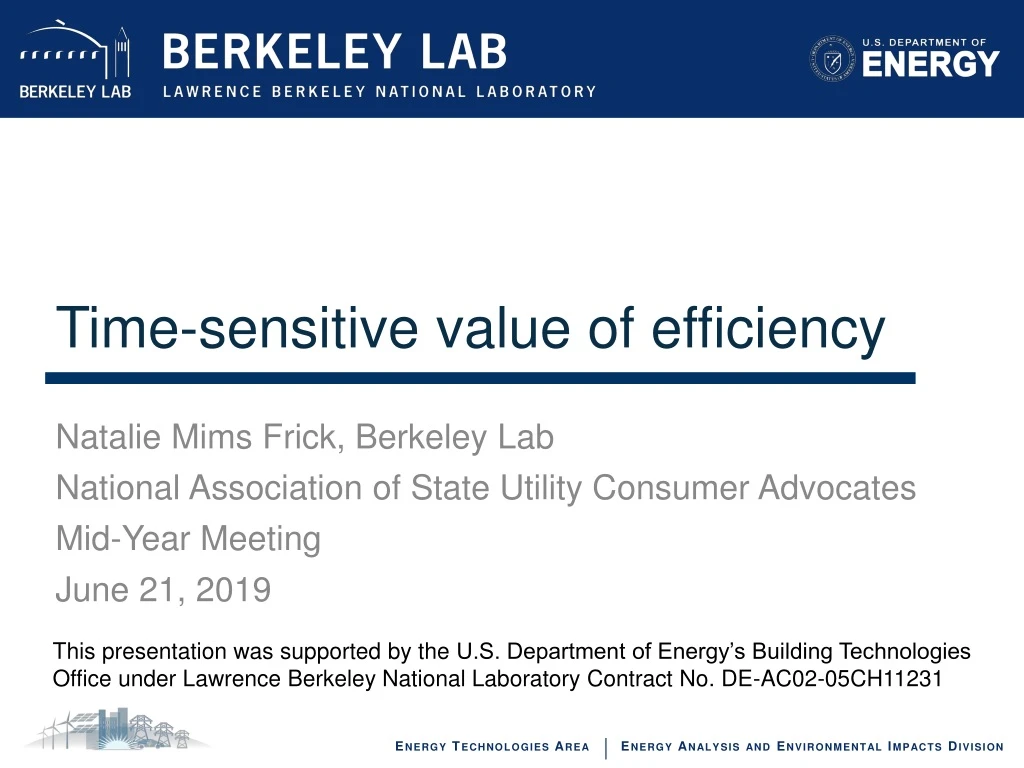 time sensitive value of efficiency