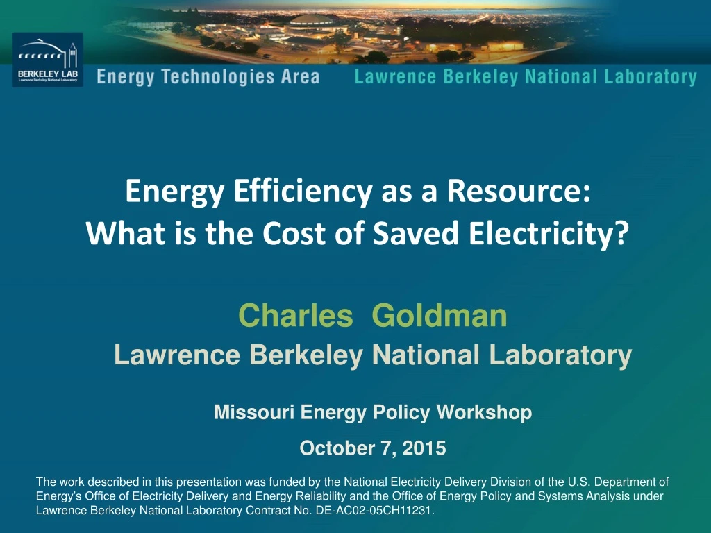 energy efficiency as a resource what is the cost