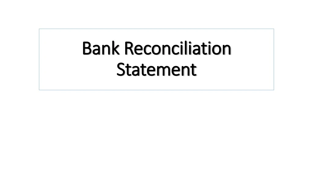 bank reconciliation statement