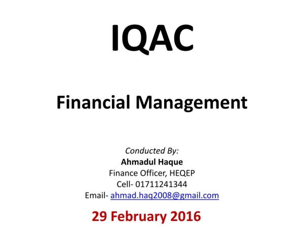 IQAC Financial Management