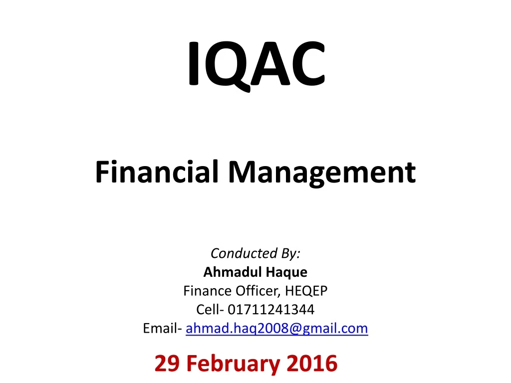 iqac financial management