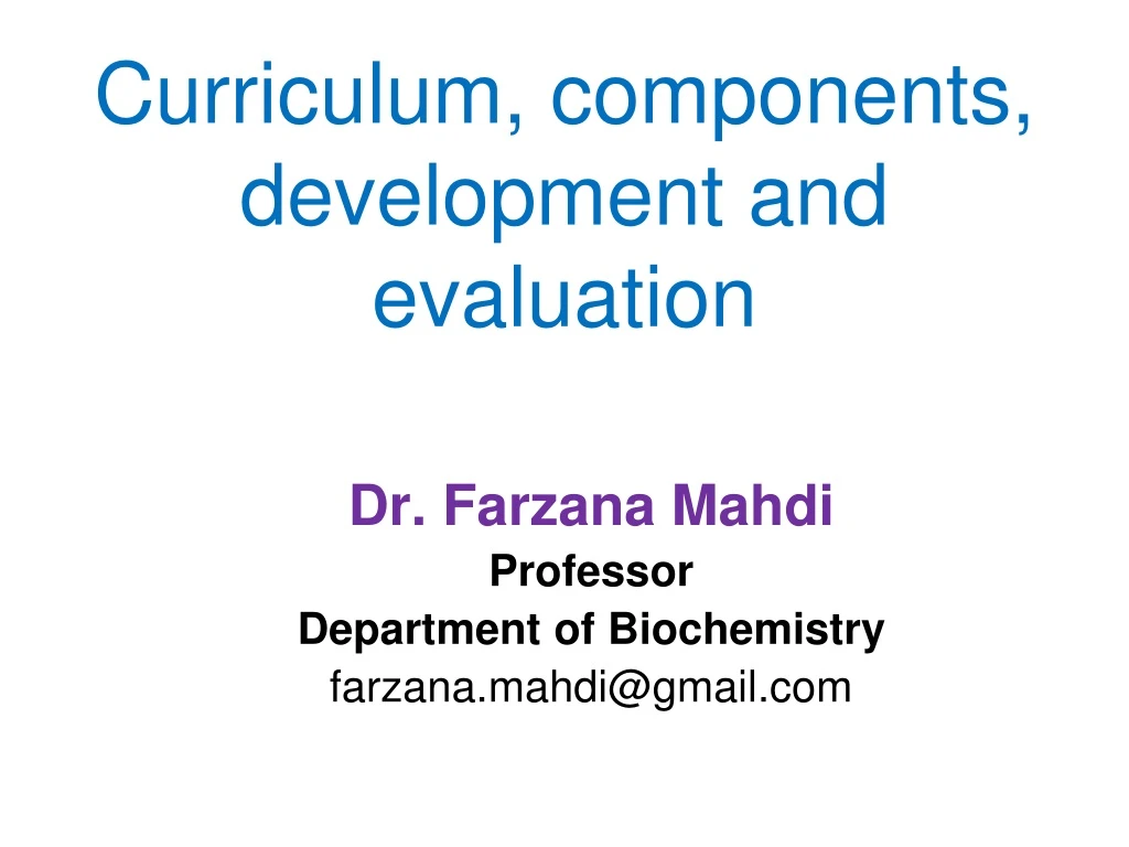 curriculum components development and evaluation