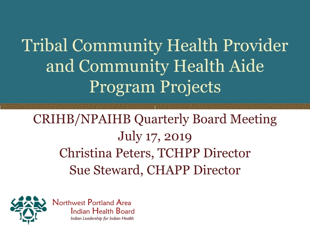 tribal community health provider and community health aide program projects