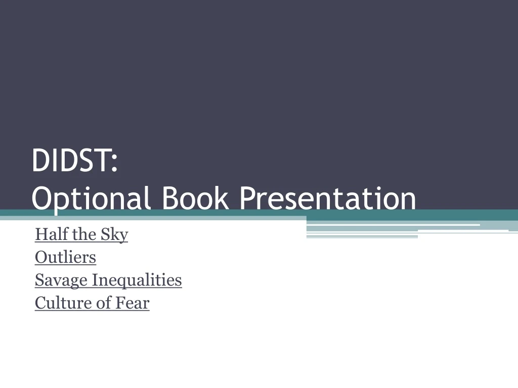 didst optional book presentation