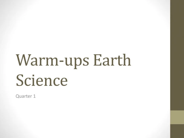 Warm-ups Earth Science