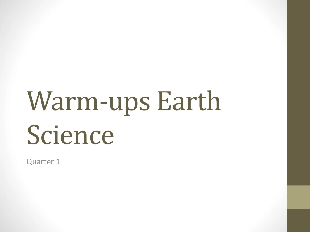 warm ups earth science