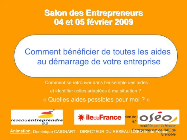 Salon des Entrepreneurs 04 et 05 f vrier 2009