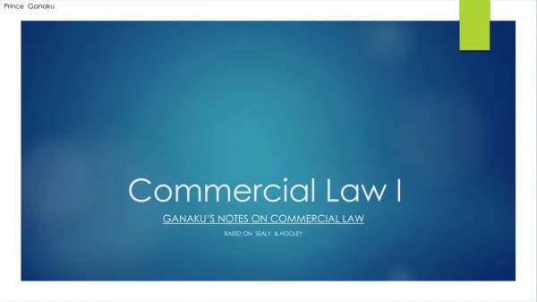 Commercial Law I