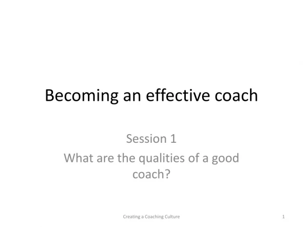 Becoming an effective coach