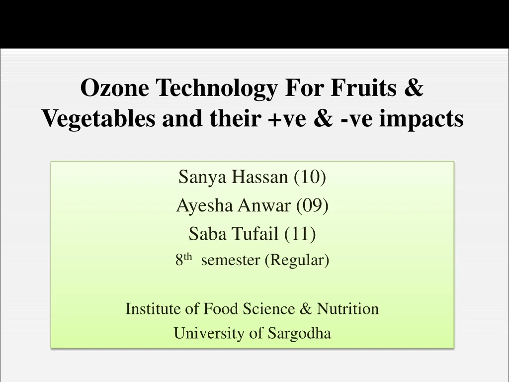 ozone technology for fruits vegetables and their ve ve impacts