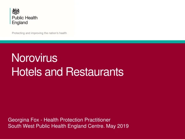 Norovirus Hotels and Restaurants