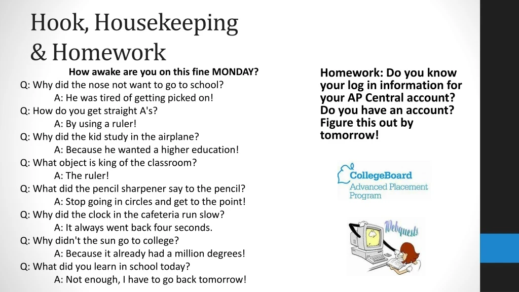 hook housekeeping homework