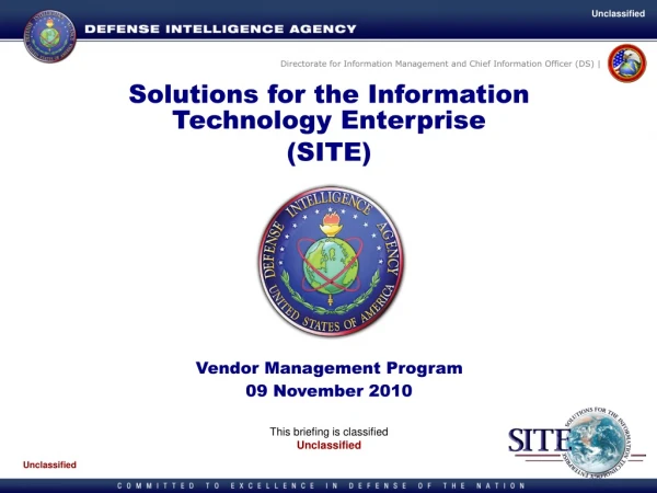 Solutions for the Information Technology Enterprise (SITE) Vendor Management Program