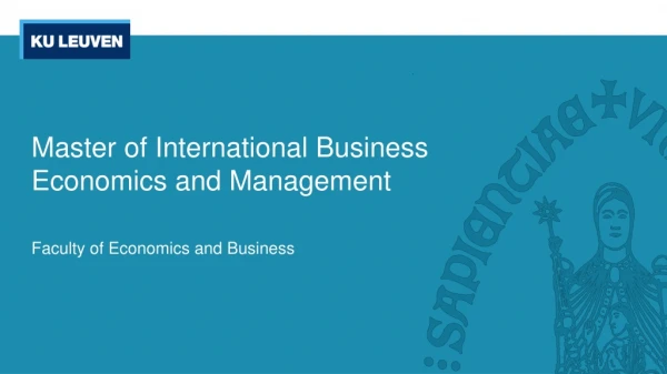 Master of International Business Economics and Management