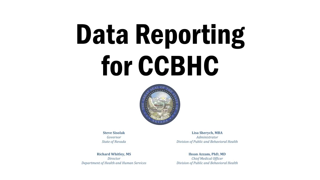 data reporting for ccbhc
