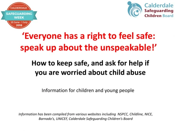 How to keep safe, and ask for help if you are worried about child abuse