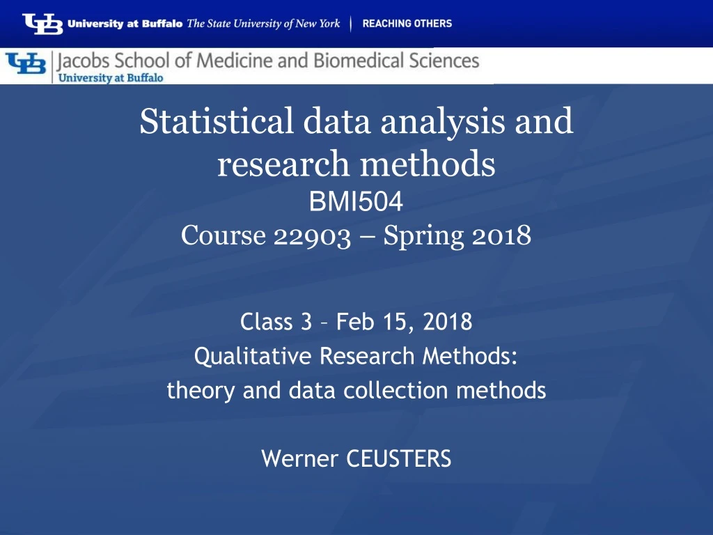 statistical data analysis and research methods bmi504 course 22903 spring 2018
