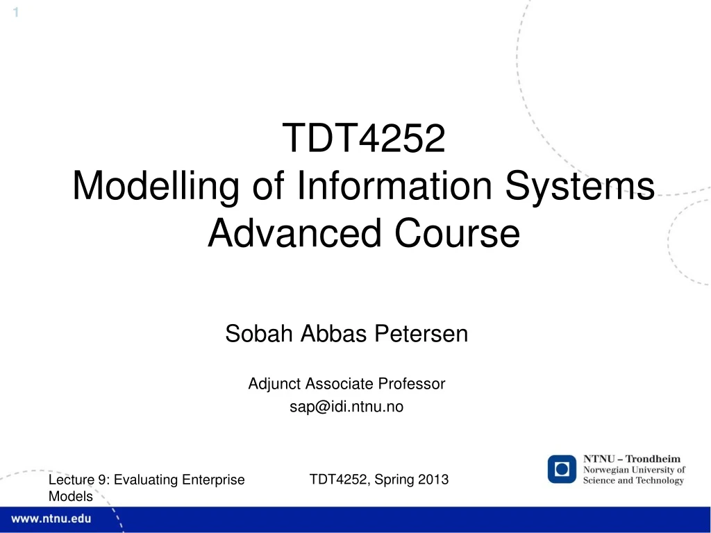 tdt4252 modelling of information systems advanced course