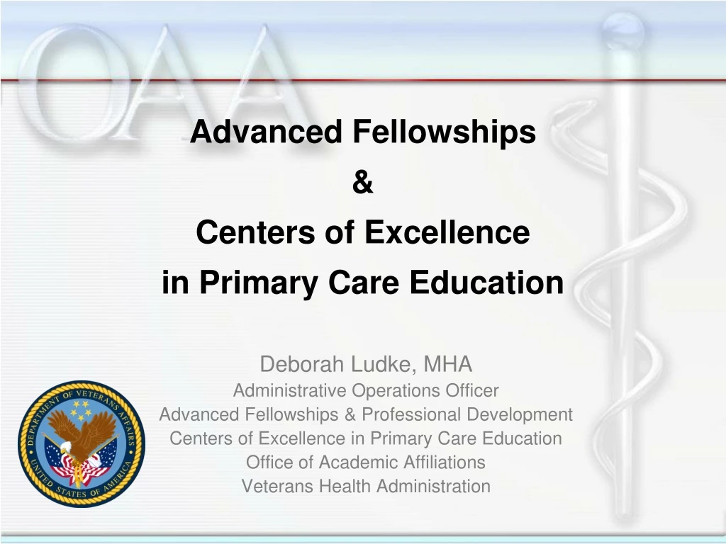 advanced fellowships centers of excellence in primary care education
