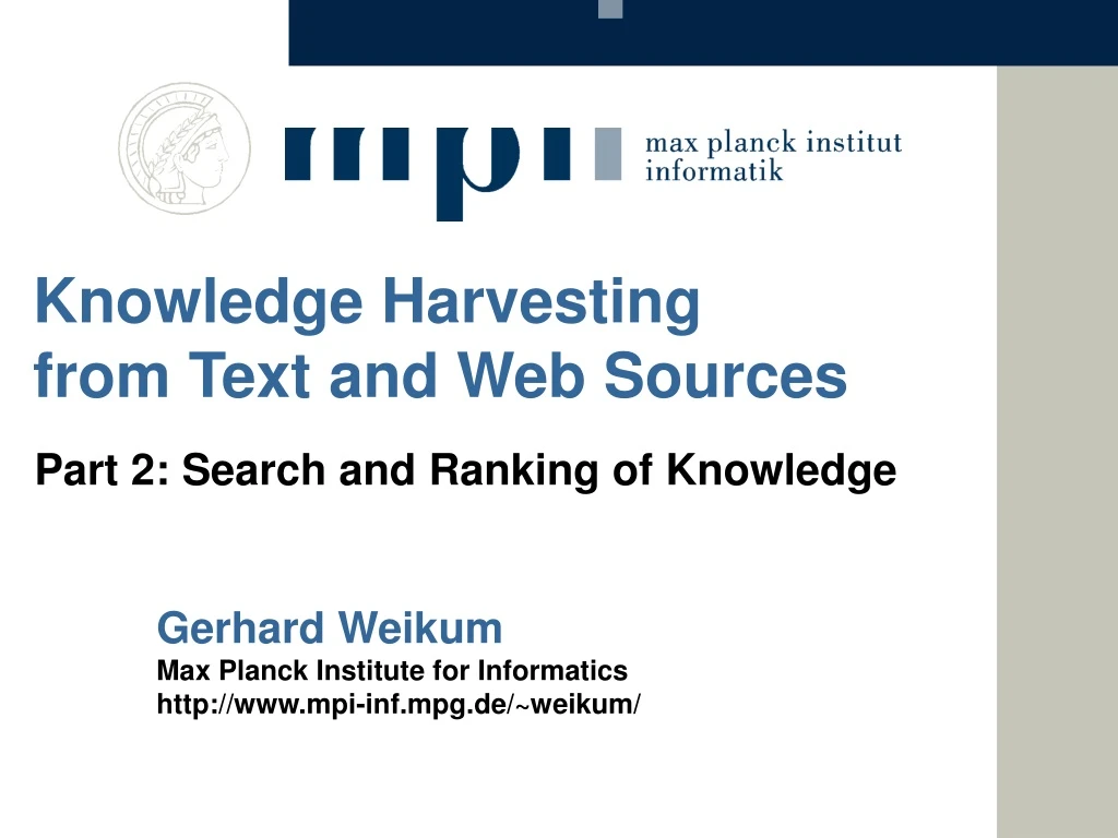 knowledge harvesting f rom text and web sources