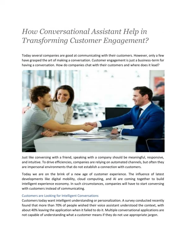 How Conversational Assistant Help in Transforming Customer Engagement?