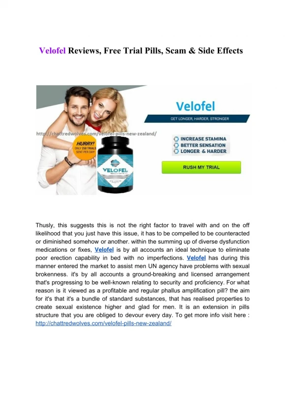 Velofel Reviews, Free Trial Pills, Scam & Side Effects