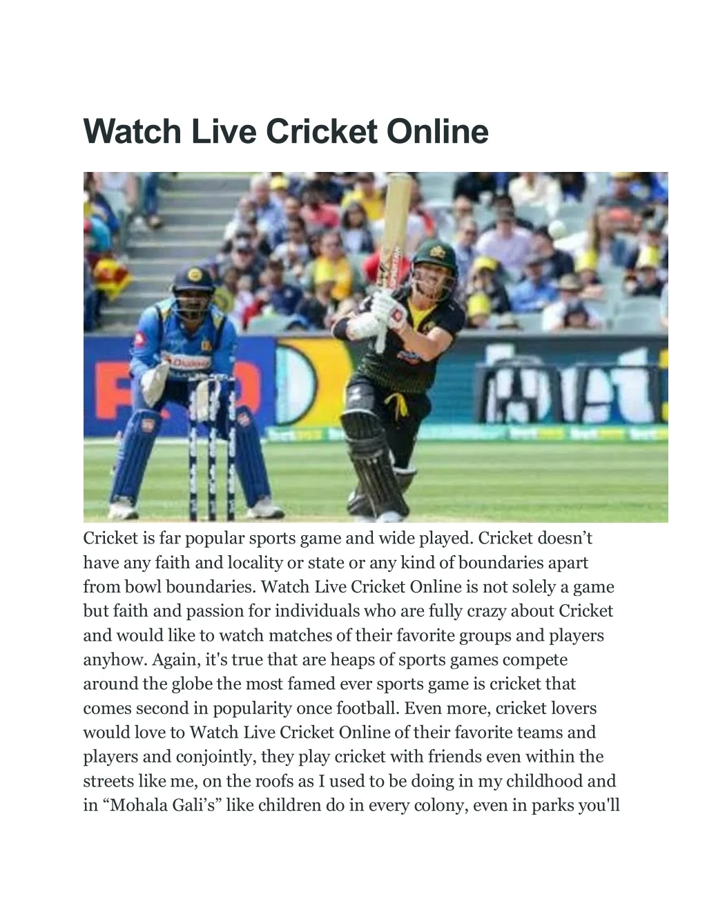watch live cricket online