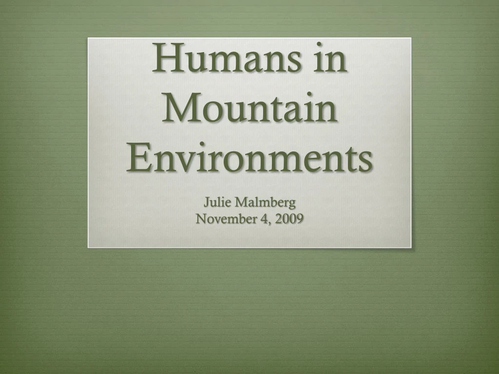 humans in mountain environments