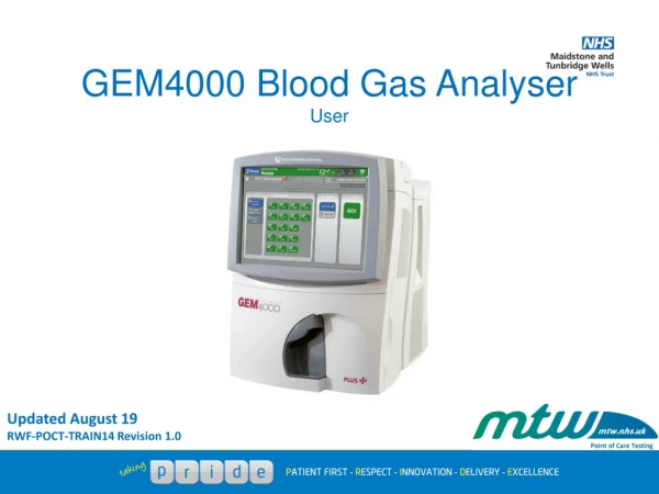 GEM4000 Blood Gas Analyser User