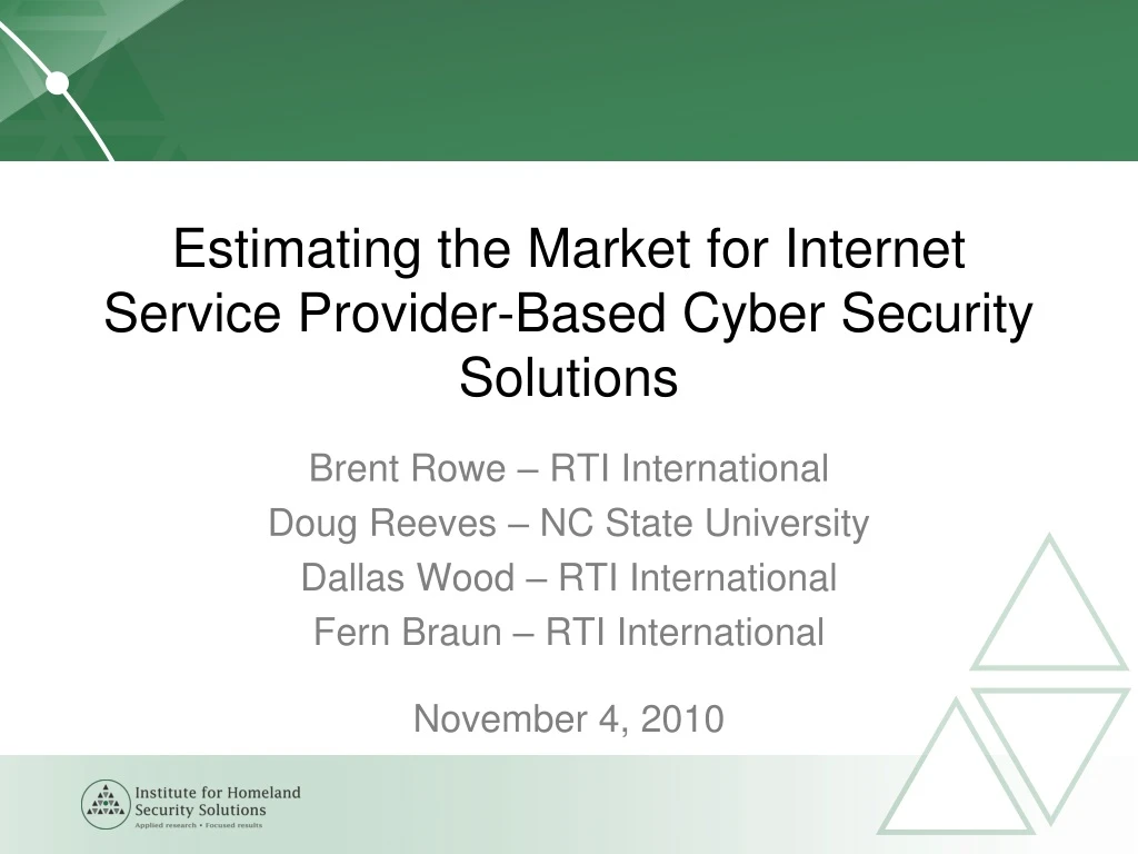 estimating the market for internet service provider based cyber security solutions