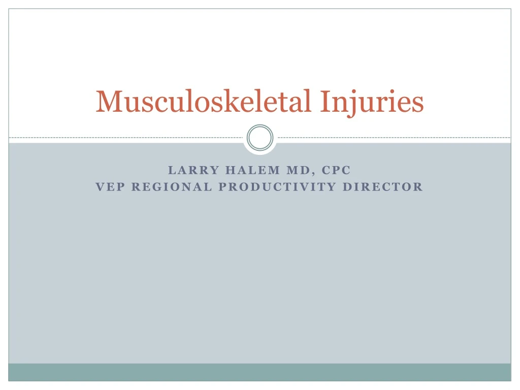 musculoskeletal injuries