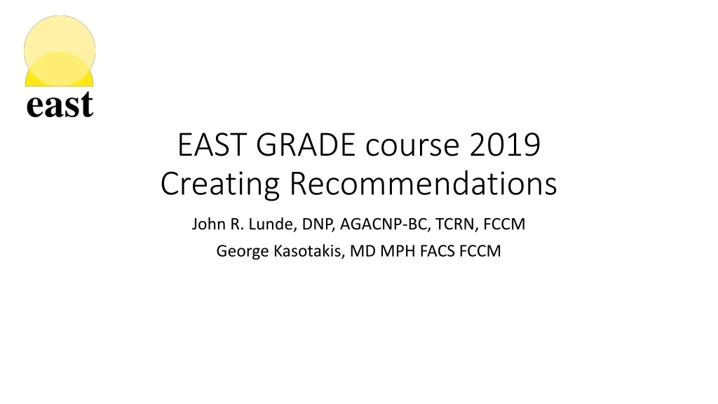 east grade course 2019 creating recommendations