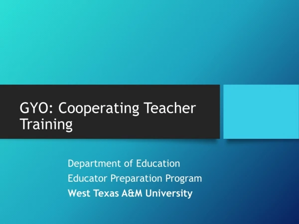 GYO: Cooperating Teacher Training
