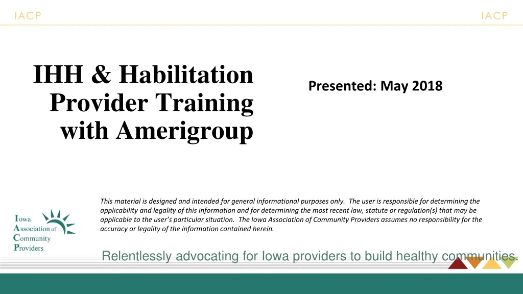 ihh habilitation provider training with amerigroup