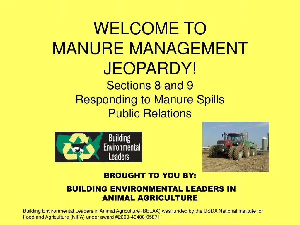 welcome to manure management jeopardy sections