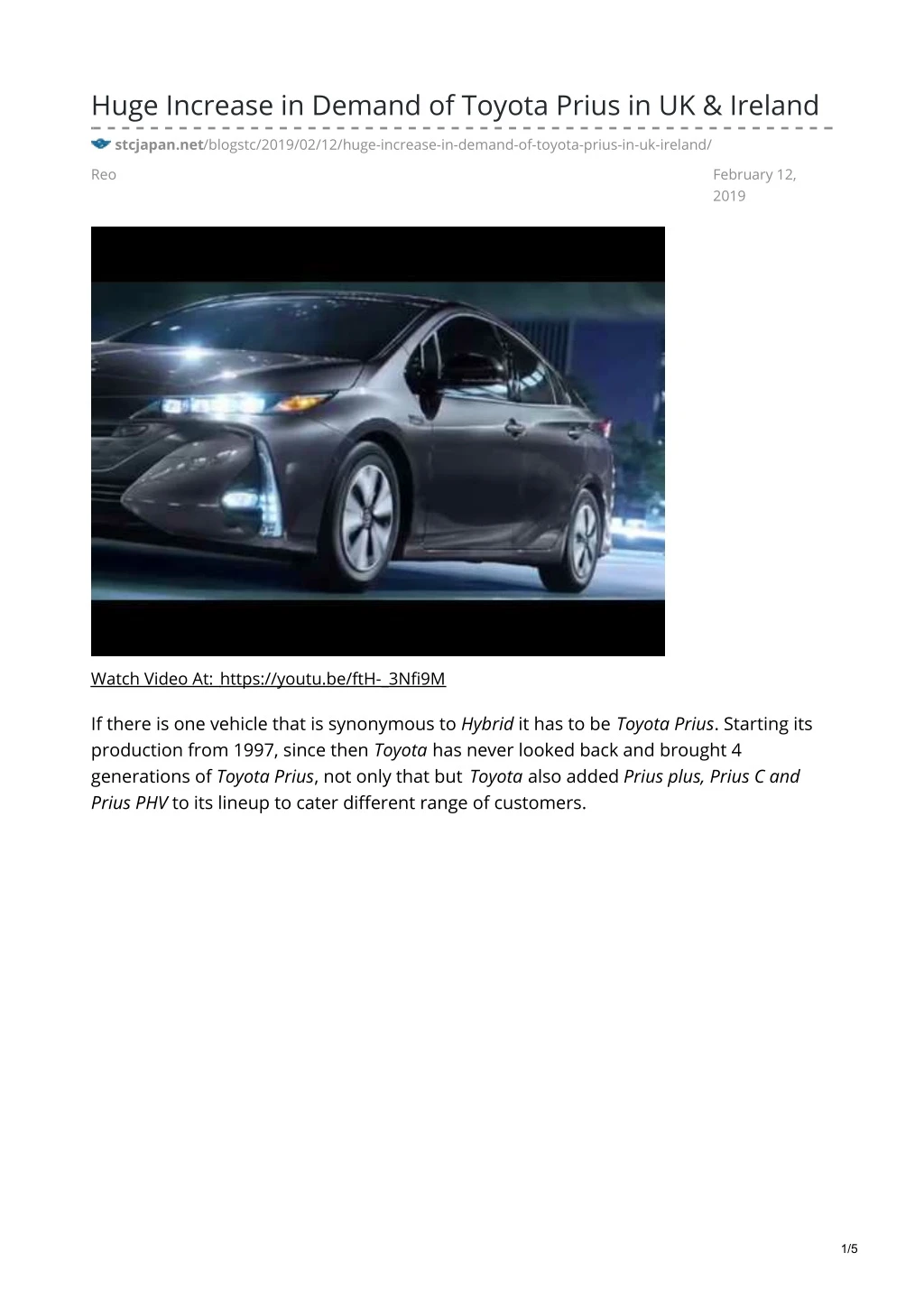 huge increase in demand of toyota prius