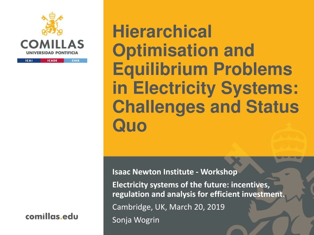 hierarchical optimisation and equilibrium problems in electricity systems challenges and status quo