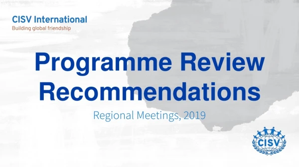 Programme Review Recommendations