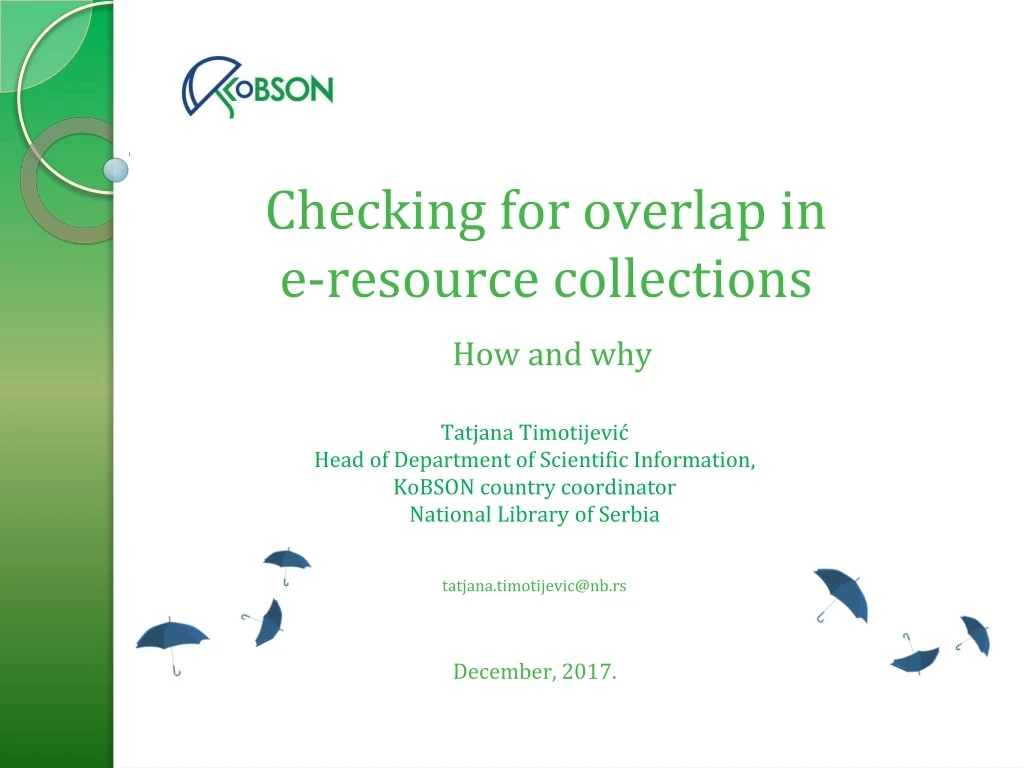 checking for overlap in e resource collections