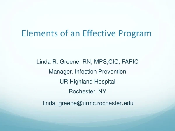 Elements of an Effective Program