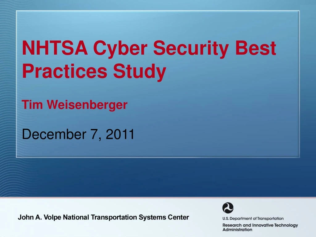 nhtsa cyber security best practices study