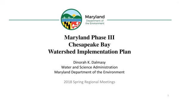 Maryland Phase III Chesapeake Bay Watershed Implementation Plan