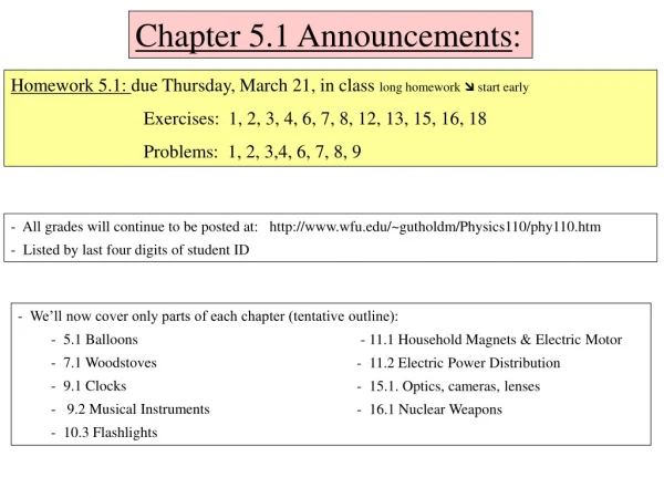 Chapter 5.1 Announcements :
