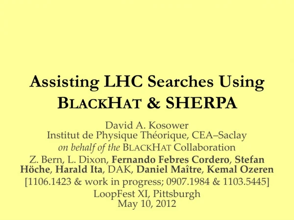 Assisting LHC Searches Using B lack H at &amp; SHERPA