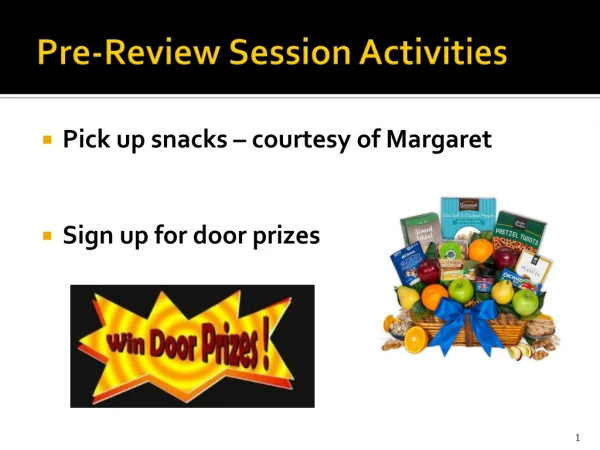 Pre-Review Session Activities