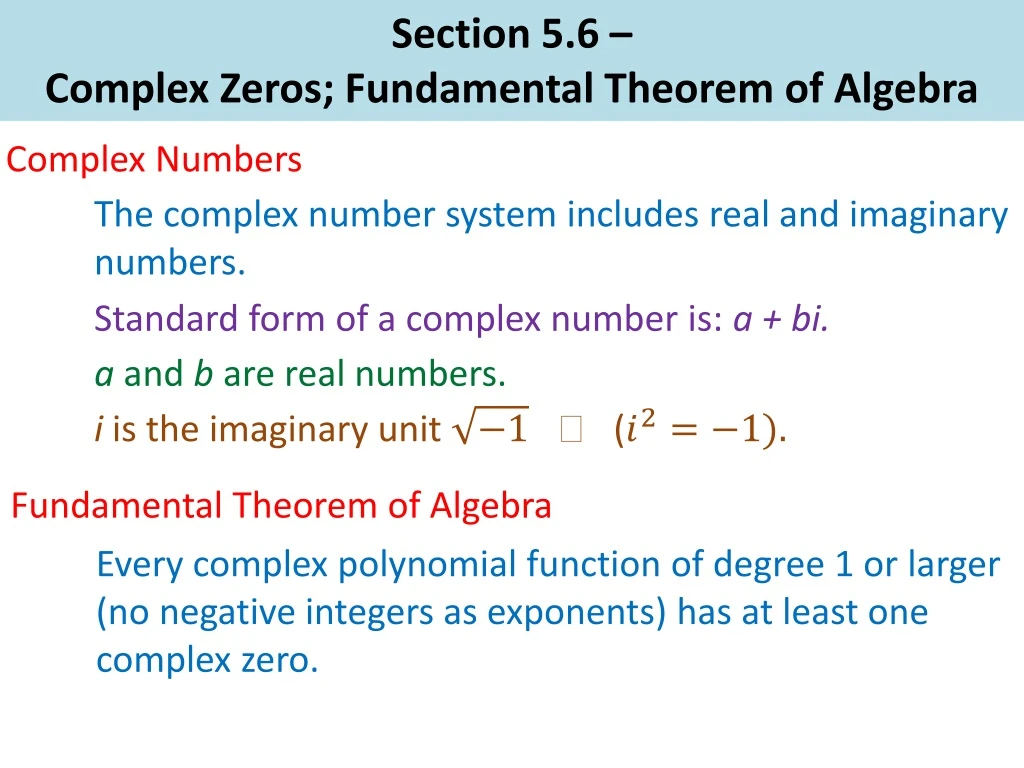 section 5 6 complex zeros fundamental theorem