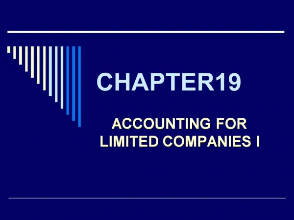 ACCOUNTING FOR LIMITED COMPANIES I