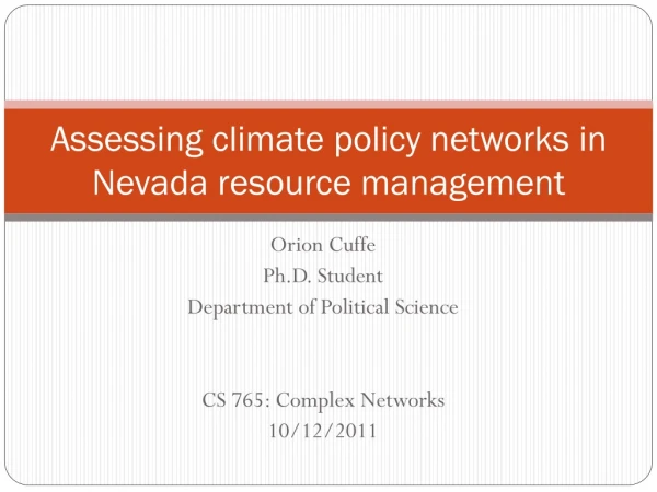 Assessing climate policy networks in Nevada resource management